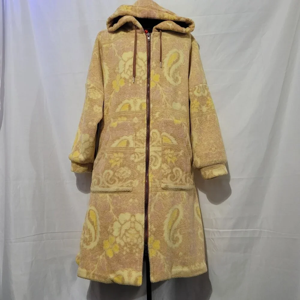 Free People Cozy Hooded Printed Blanket Coat Size S - Picture 1 of 15